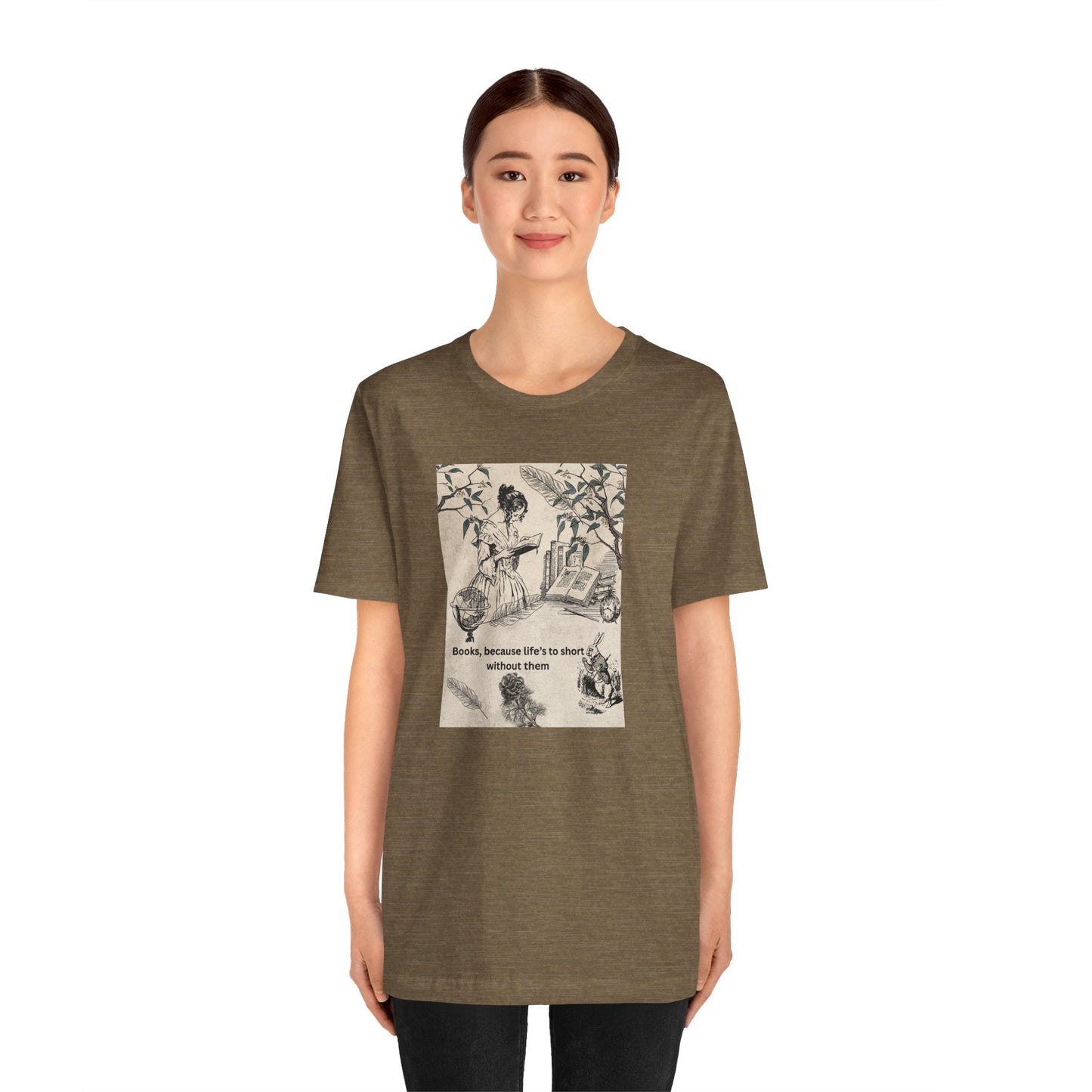 Vintage Reading Tee — "Books, because life’s too short without them"