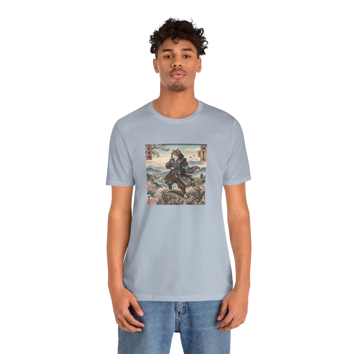 Samurai Cat Graphic Tee — Japanese Ukiyo-e Inspired Anime T-Shirt