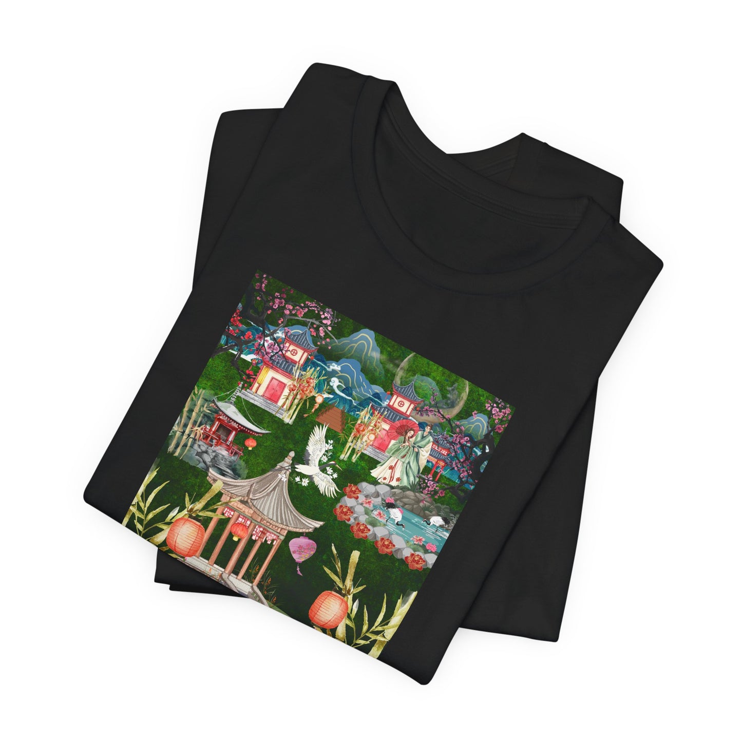 Japanese Garden Graphic Tee — Peaceful Pagoda & Lantern Art T-Shirt