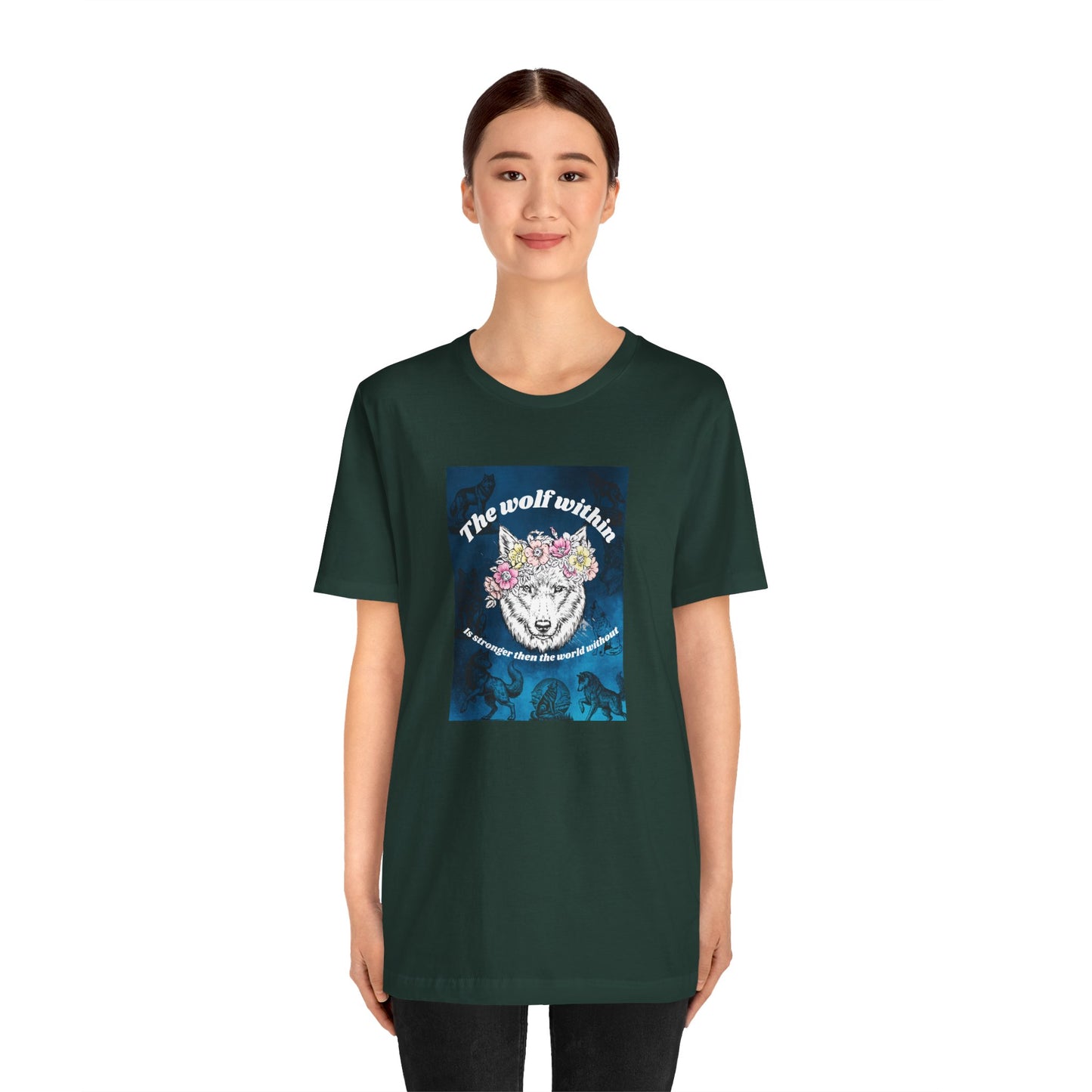 Wolf Within T‑Shirt — 'The wolf within' Floral Wolf Graphic Tee