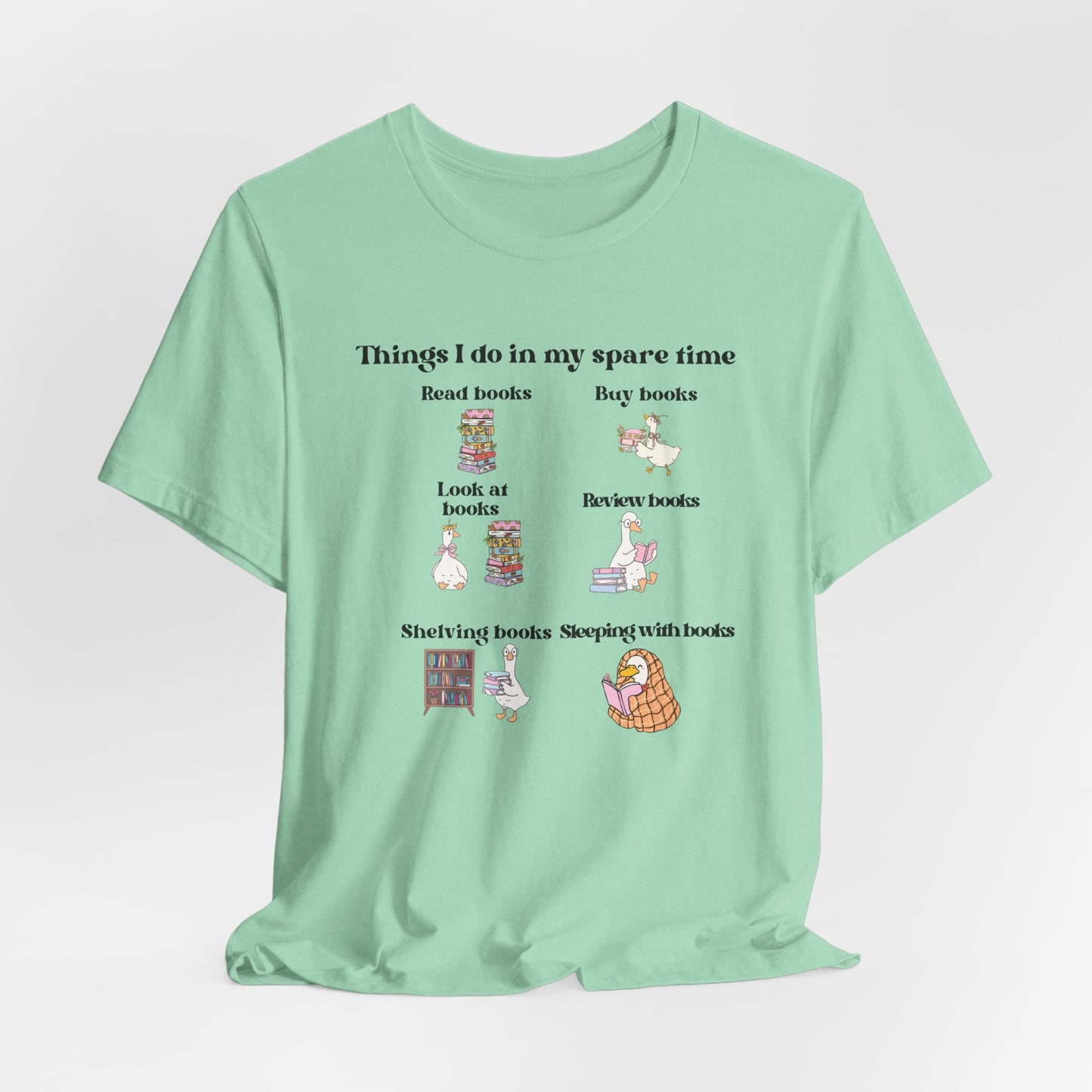 Book Lover T‑Shirt — "Things I Do in My Spare Time" Illustrated Reading Checklist