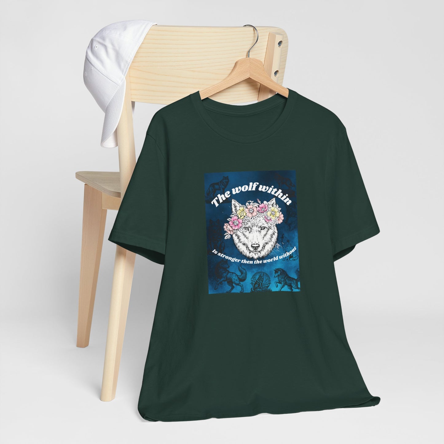 Wolf Within T‑Shirt — 'The wolf within' Floral Wolf Graphic Tee