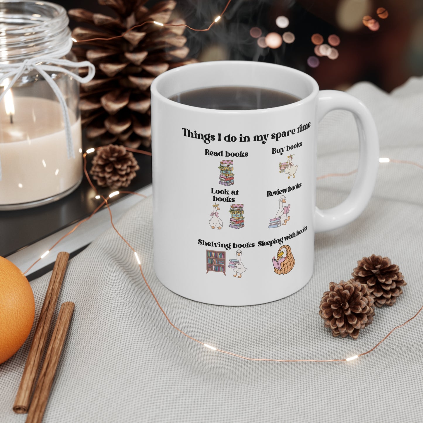 Book Lover Mug – "Things I Do in My Spare Time" 11oz Coffee Cup