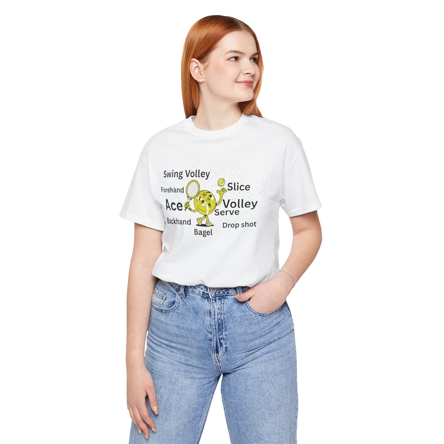 Tennis Ace Graphic Tee — Cute Tennis Ball Illustration with Terms (Ace, Volley, Serve)