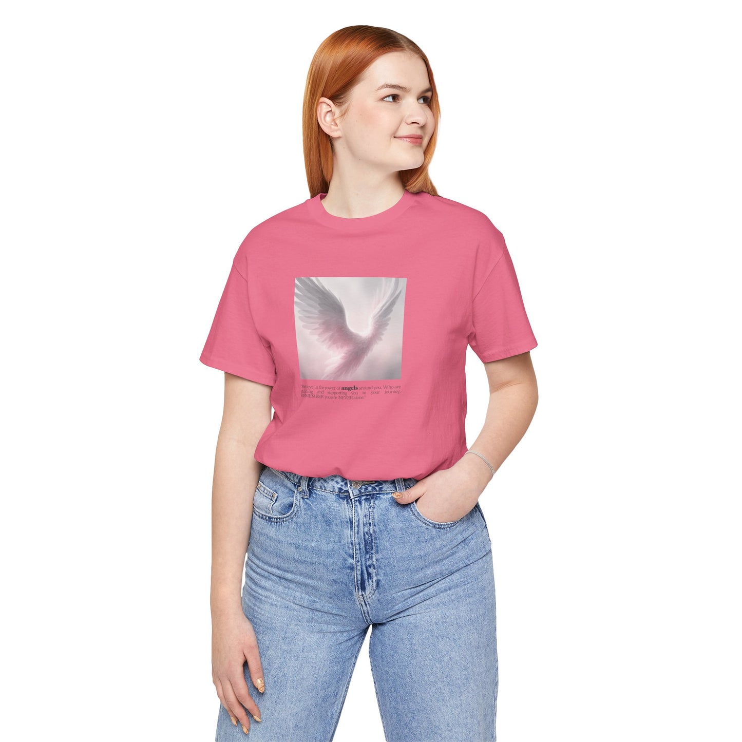 Angel Wings Tee – Soft Pink Guardian Angel Graphic T-Shirt