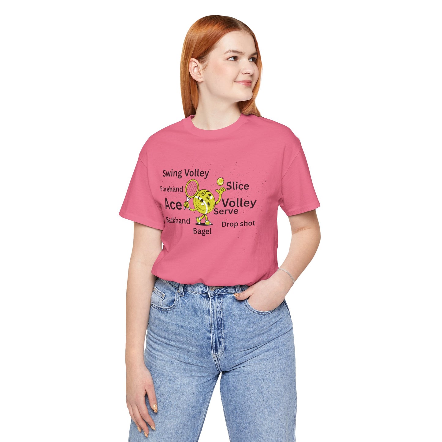 Tennis Ace Graphic Tee — Cute Tennis Ball Illustration with Terms (Ace, Volley, Serve)