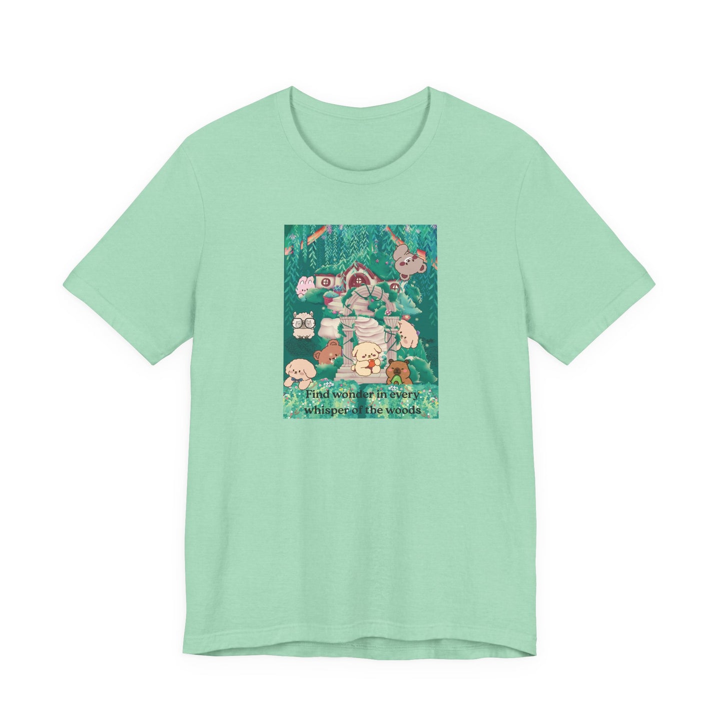 T-Shirt — 'Find Wonder in Every Whisper of the Woods' Cute Forest Animals Graphic Tee