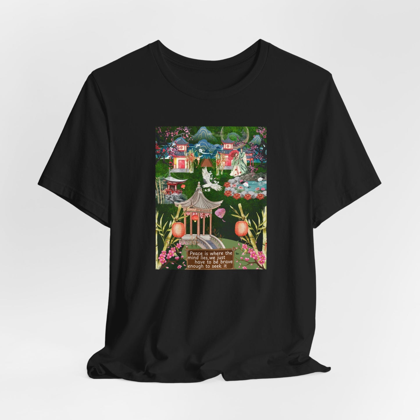 Japanese Garden Graphic Tee — Peaceful Pagoda & Lantern Art T-Shirt