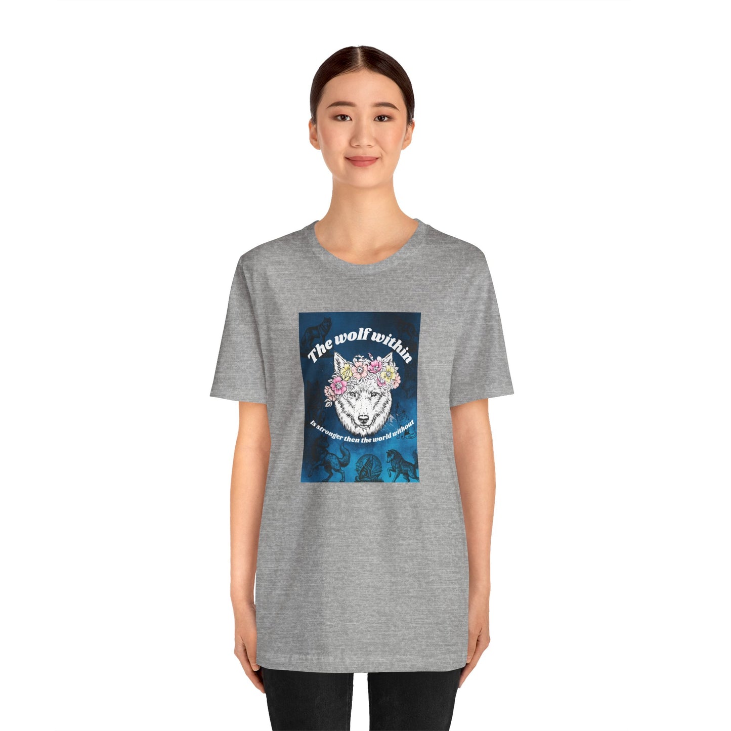 Wolf Within T‑Shirt — 'The wolf within' Floral Wolf Graphic Tee