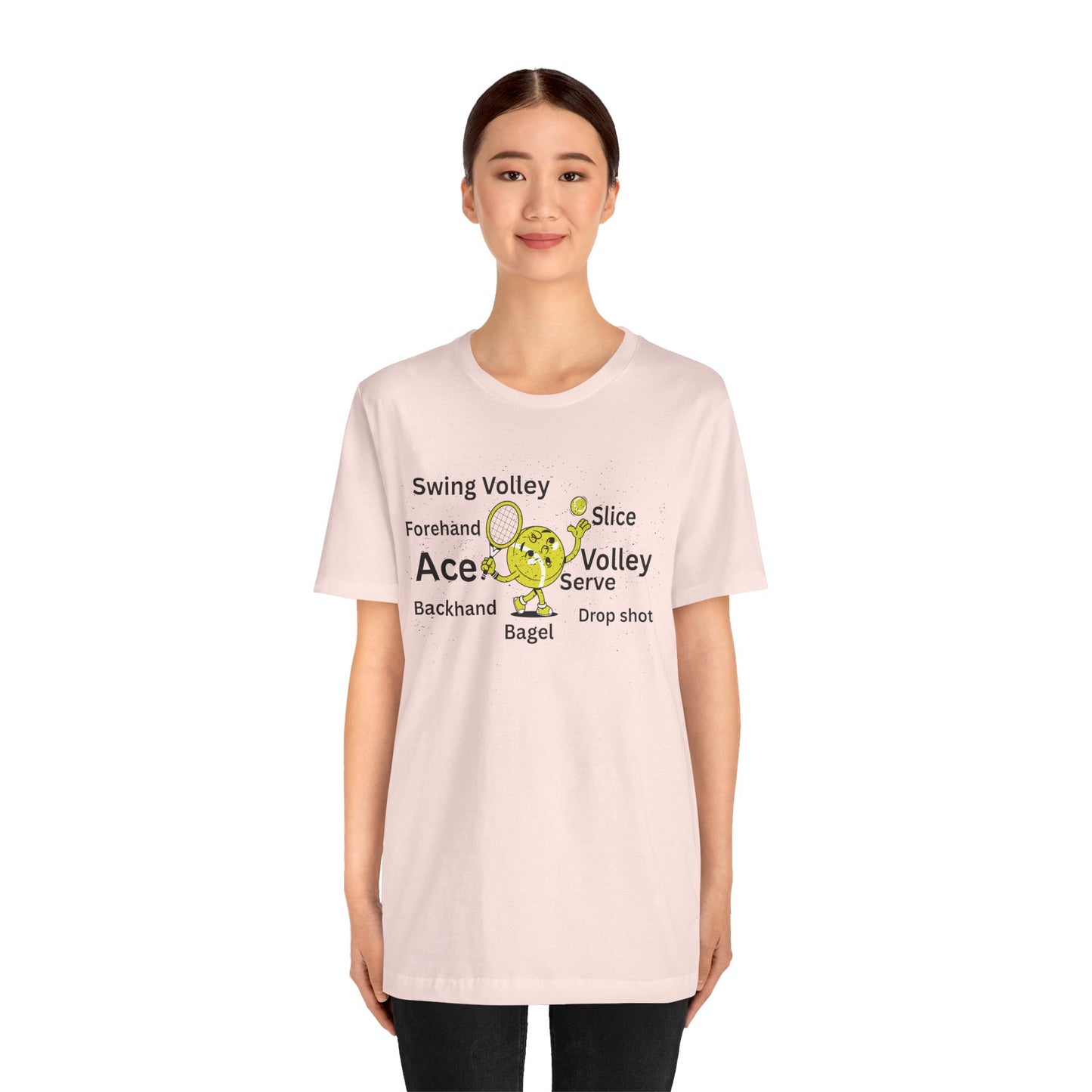 Tennis Ace Graphic Tee — Cute Tennis Ball Illustration with Terms (Ace, Volley, Serve)