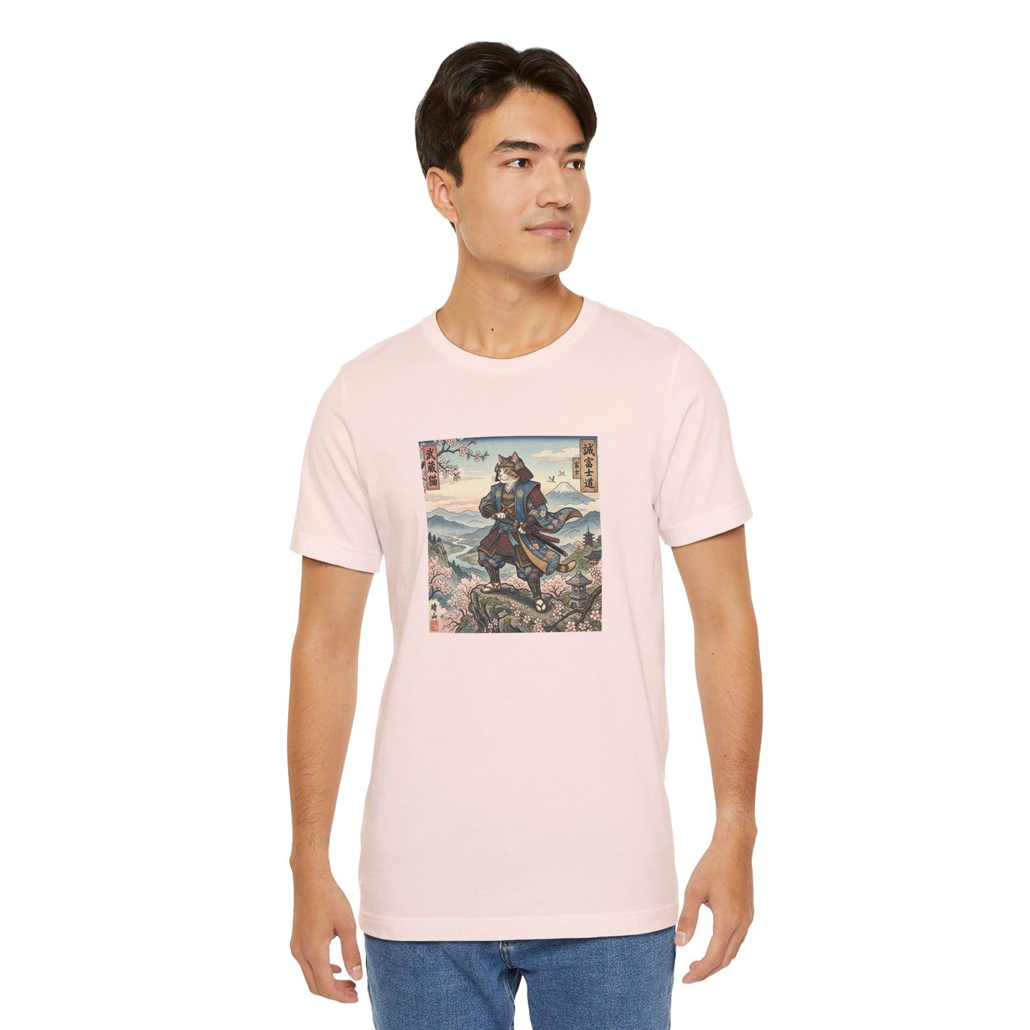 Samurai Cat Graphic Tee — Japanese Ukiyo-e Inspired Anime T-Shirt