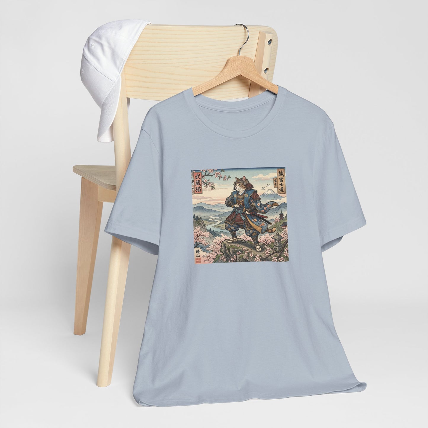 Samurai Cat Graphic Tee — Japanese Ukiyo-e Inspired Anime T-Shirt