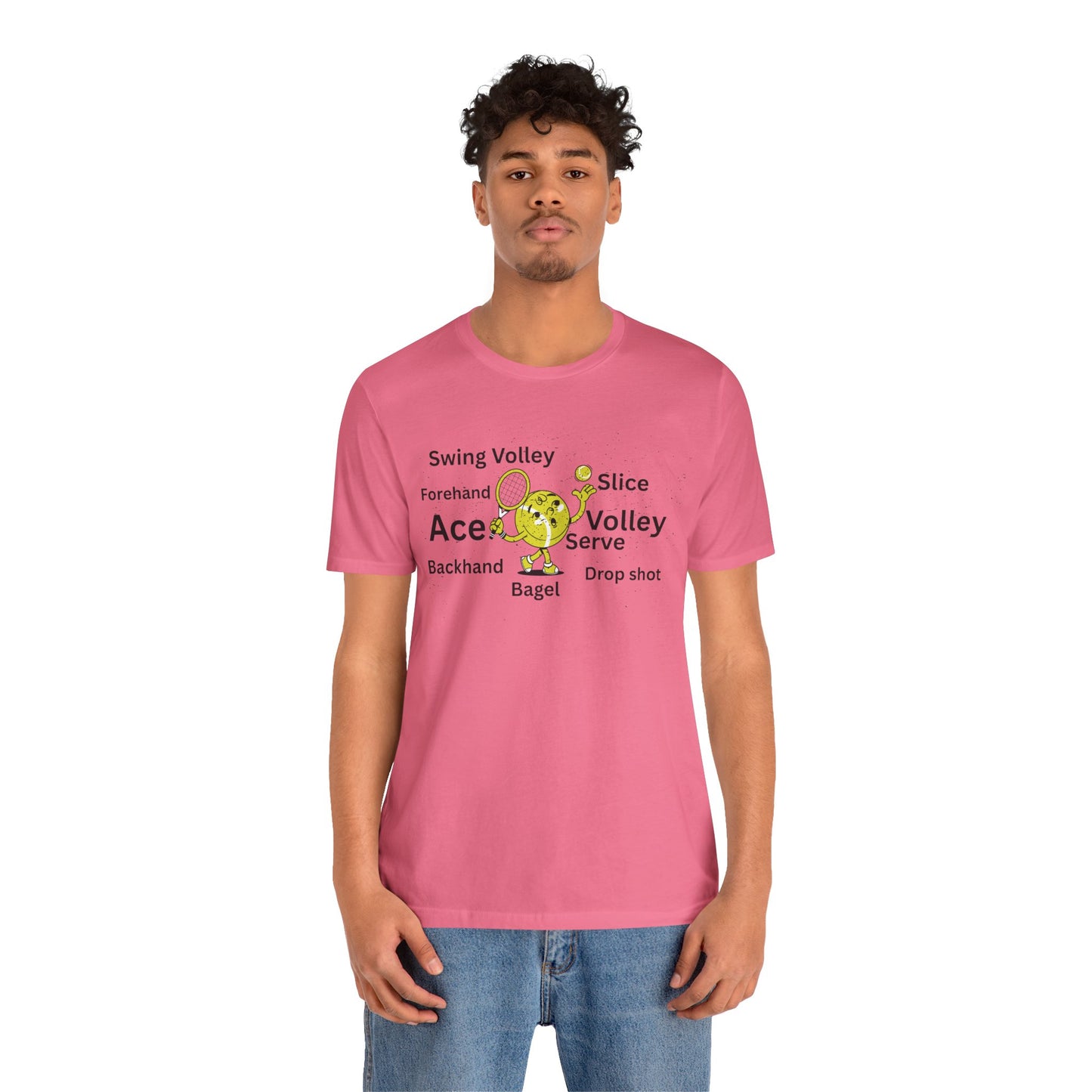 Tennis Ace Graphic Tee — Cute Tennis Ball Illustration with Terms (Ace, Volley, Serve)