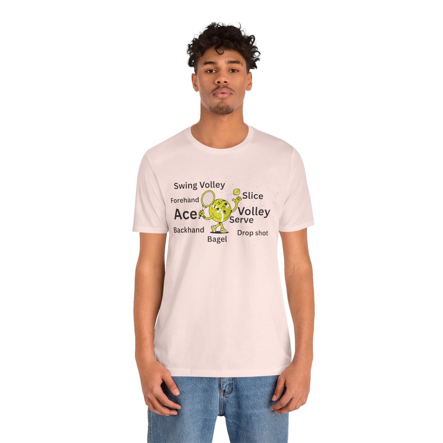 Tennis Ace Graphic Tee — Cute Tennis Ball Illustration with Terms (Ace, Volley, Serve)