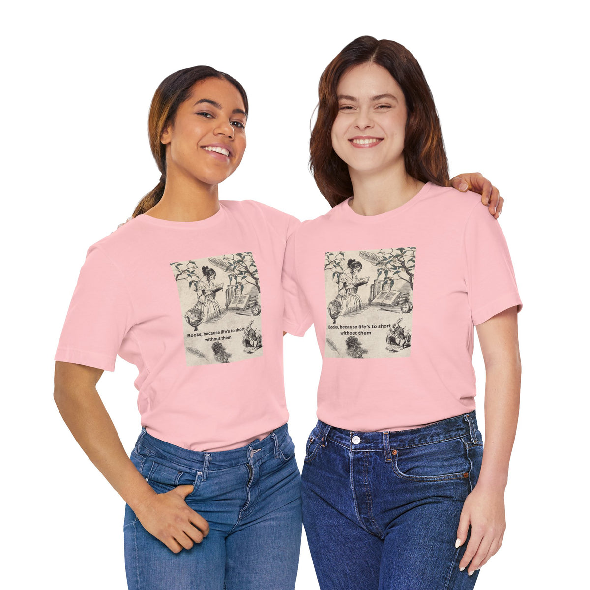 Vintage Reading Tee — "Books, because life’s too short without them"