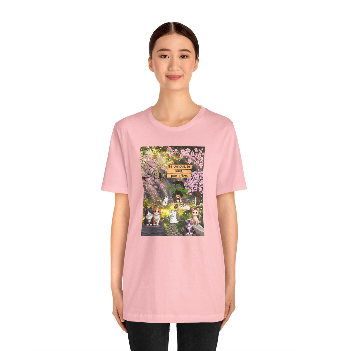 T-Shirt — Spring Dog Park Scene with 'Be Curious Not Critical' Quote