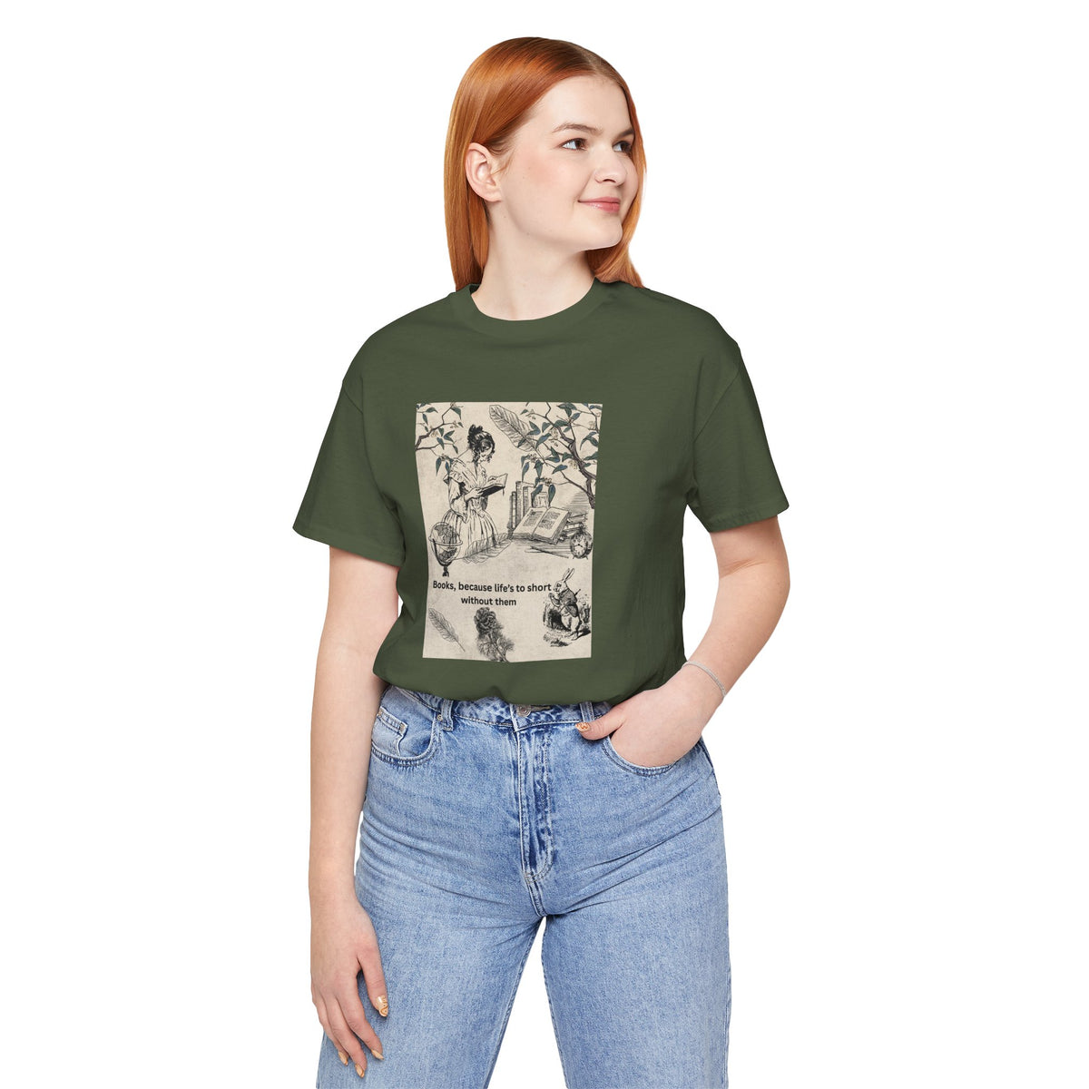 Vintage Reading Tee — "Books, because life’s too short without them"