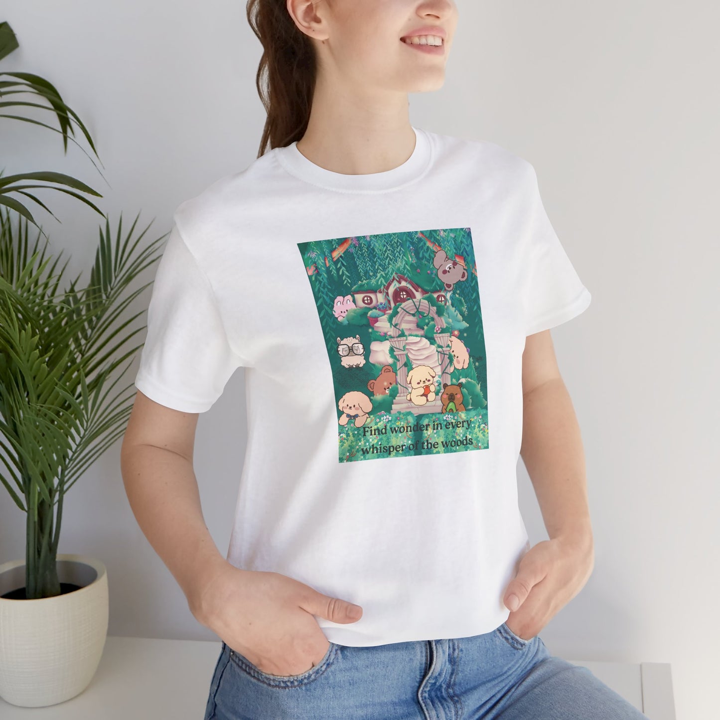 T-Shirt — 'Find Wonder in Every Whisper of the Woods' Cute Forest Animals Graphic Tee