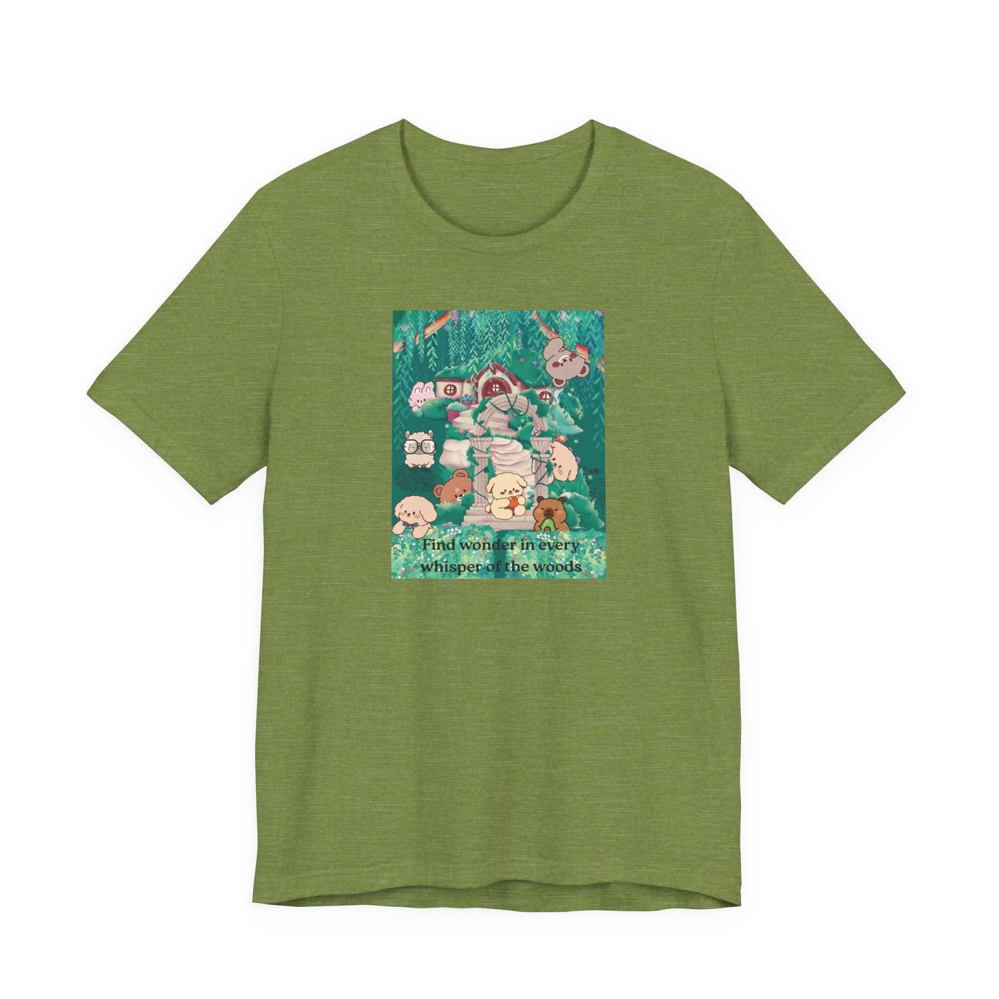 T-Shirt — 'Find Wonder in Every Whisper of the Woods' Cute Forest Animals Graphic Tee