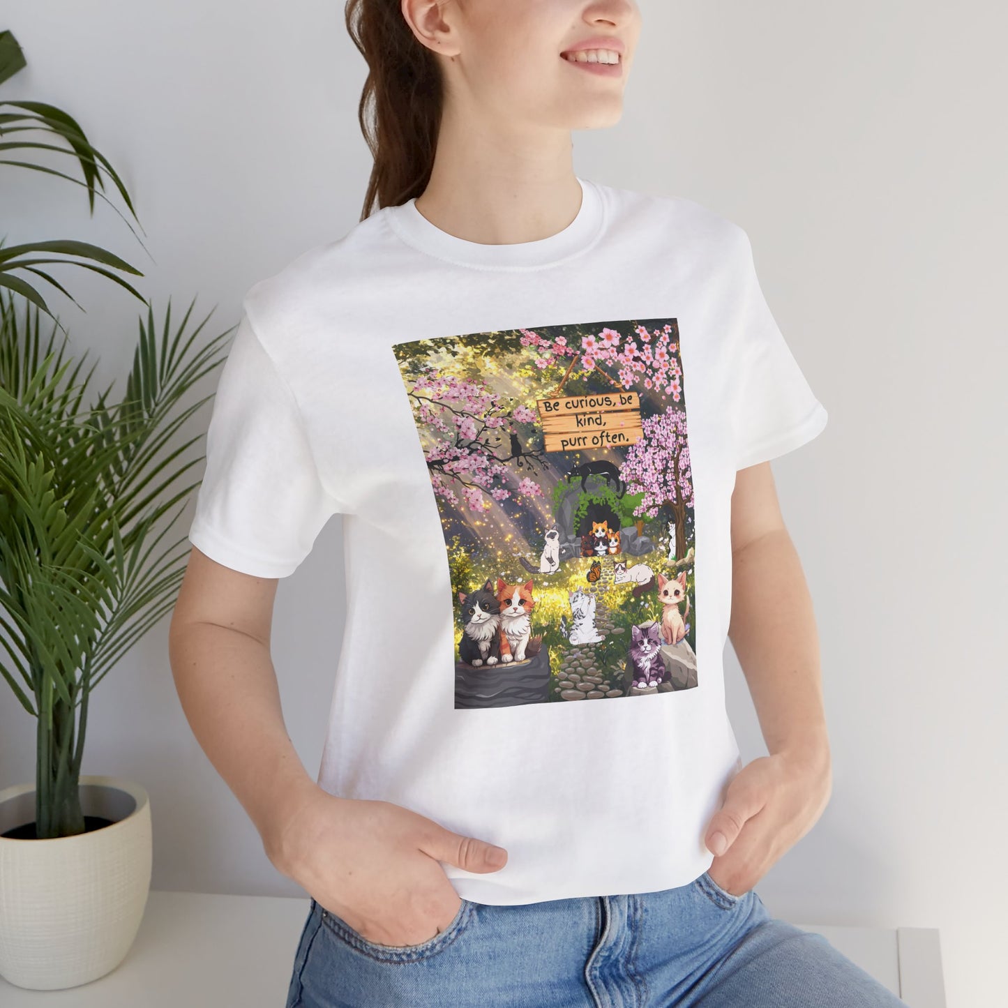 T-Shirt — Spring Dog Park Scene with 'Be Curious Not Critical' Quote