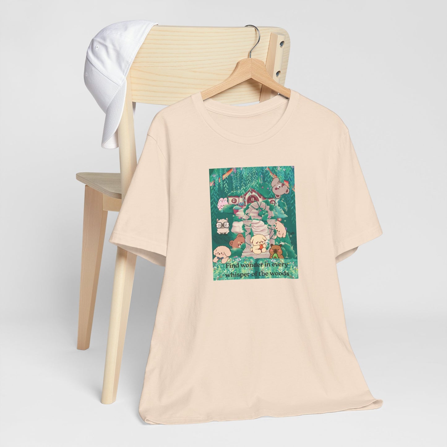 T-Shirt — 'Find Wonder in Every Whisper of the Woods' Cute Forest Animals Graphic Tee