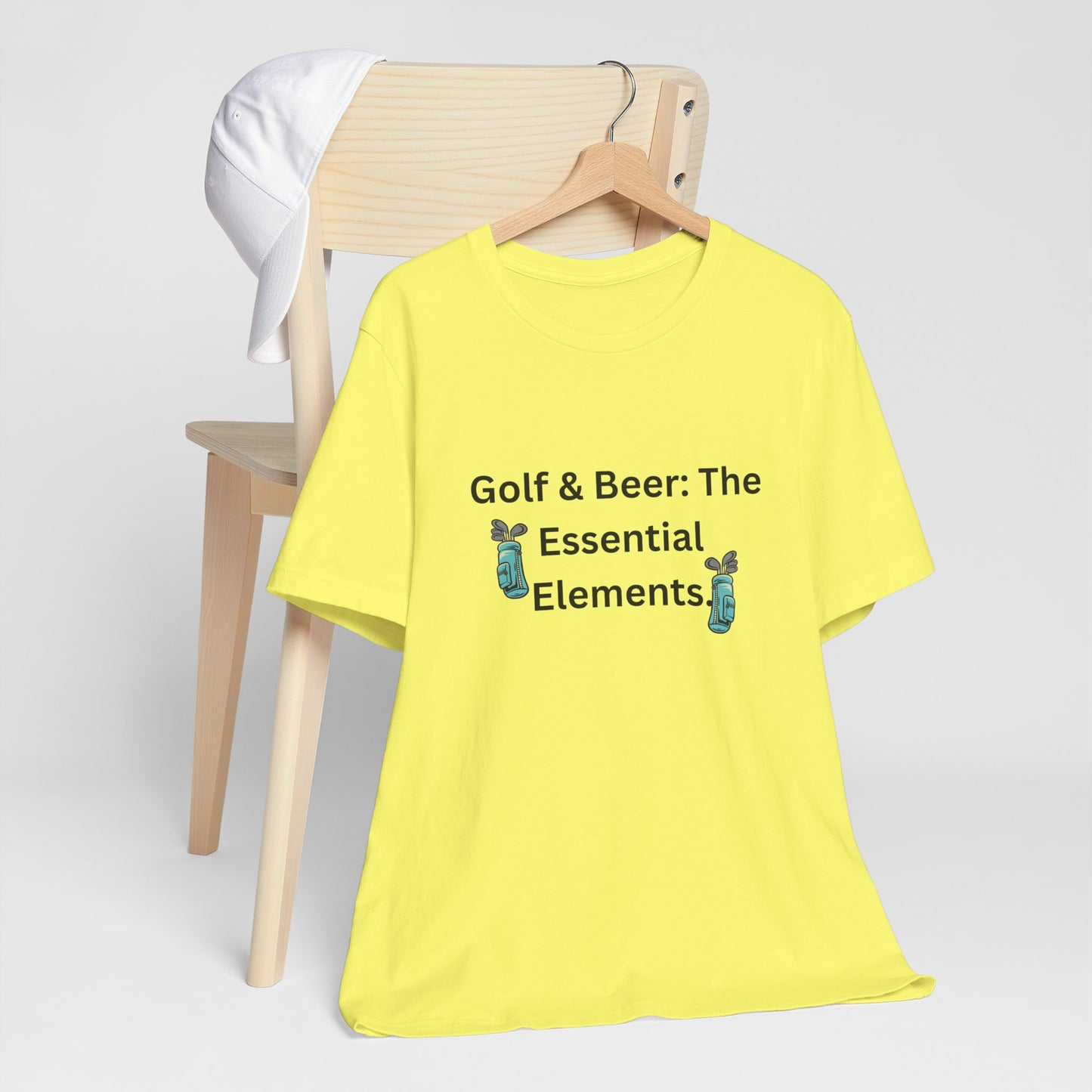 Golf & Beer T-Shirt — "Golf & Beer: The Essential Elements" Casual Graphic Tee for Golfers