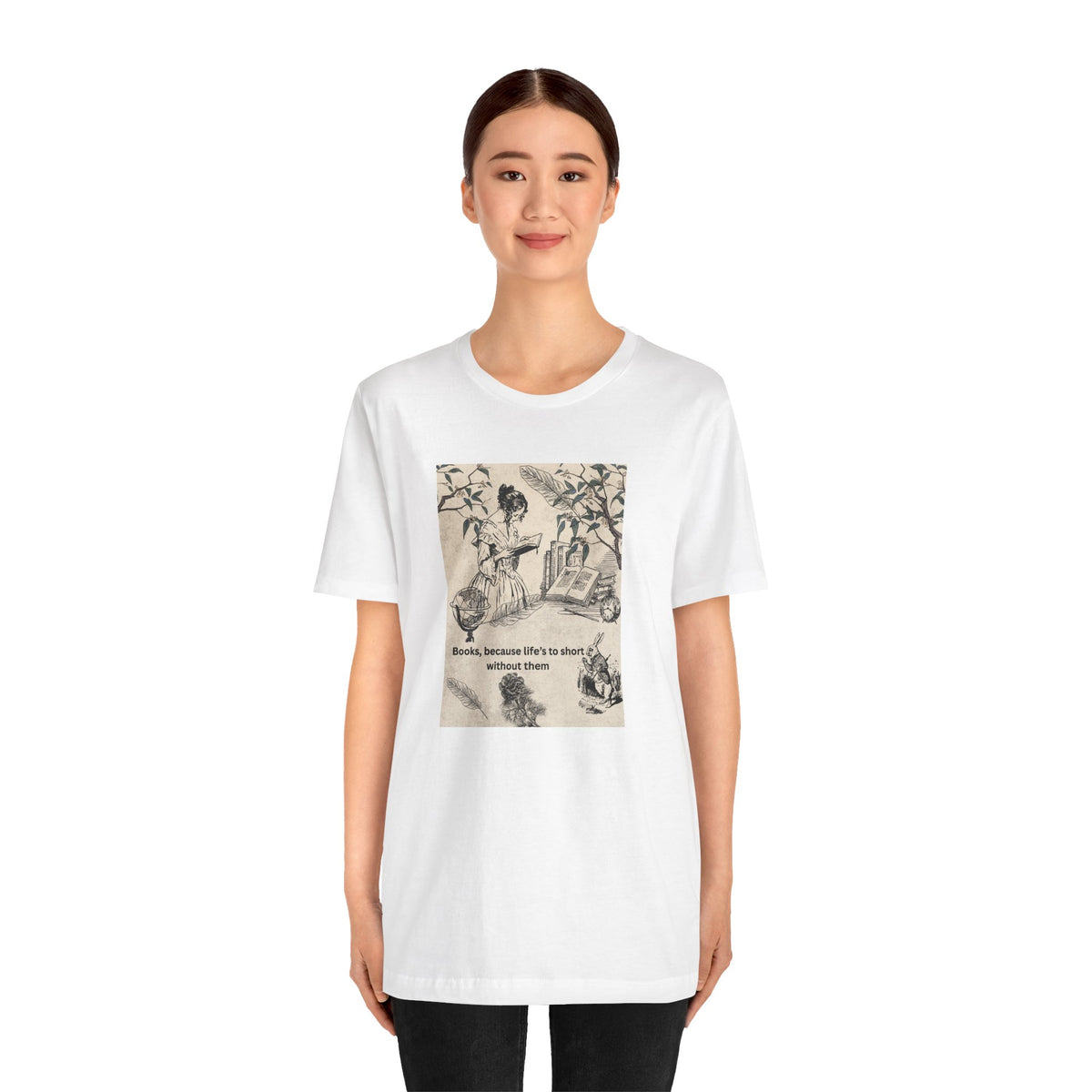 Vintage Reading Tee — "Books, because life’s too short without them"