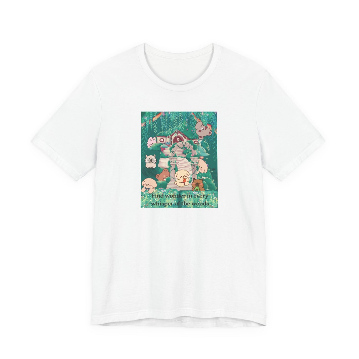 T-Shirt — 'Find Wonder in Every Whisper of the Woods' Cute Forest Animals Graphic Tee