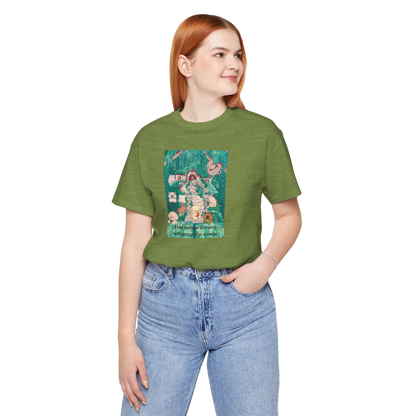 T-Shirt — 'Find Wonder in Every Whisper of the Woods' Cute Forest Animals Graphic Tee