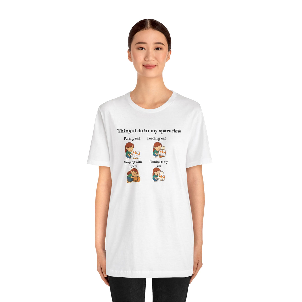 Cat Lover T-Shirt - "Things I Do In My Spare Time" Cute Cat Activities Tee