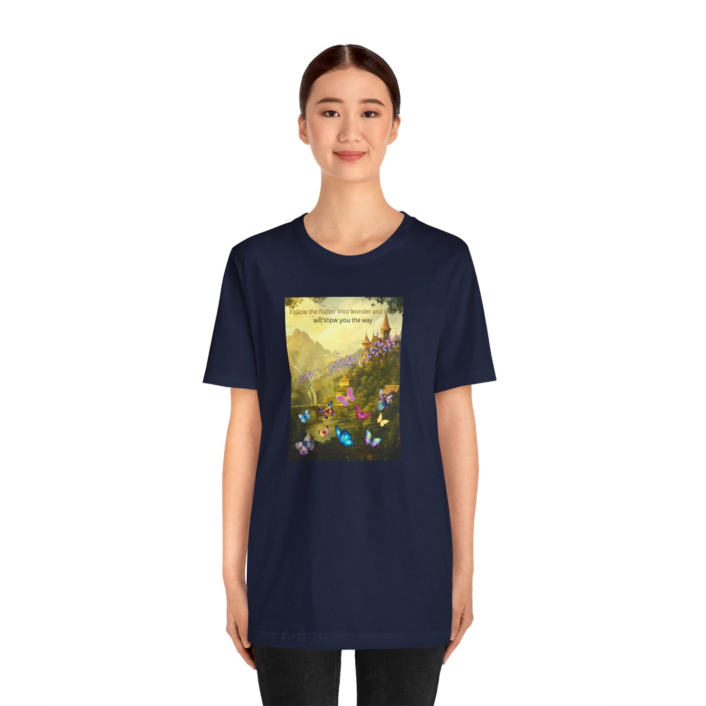 Inspirational Butterfly Tee — "Follow the Path You Were Meant to Walk" Scenic Graphic Shirt