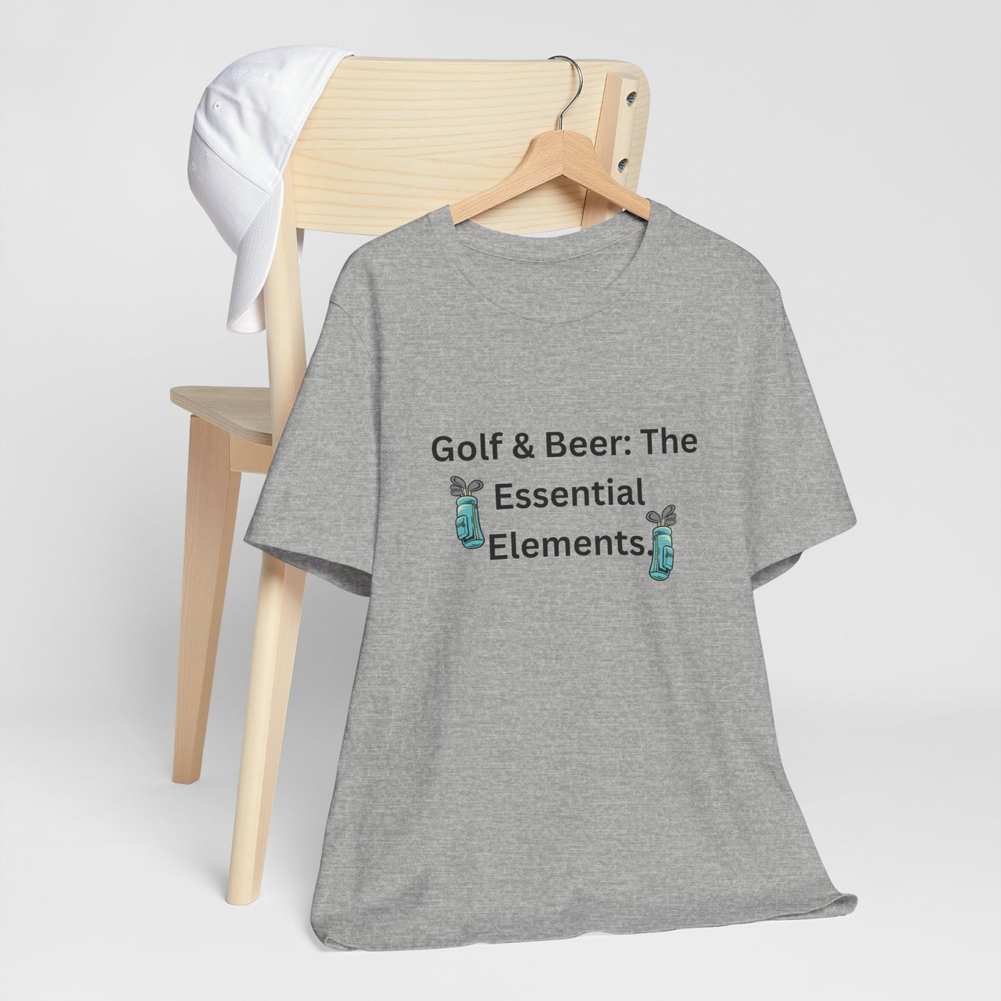 Golf & Beer T-Shirt — "Golf & Beer: The Essential Elements" Casual Graphic Tee for Golfers