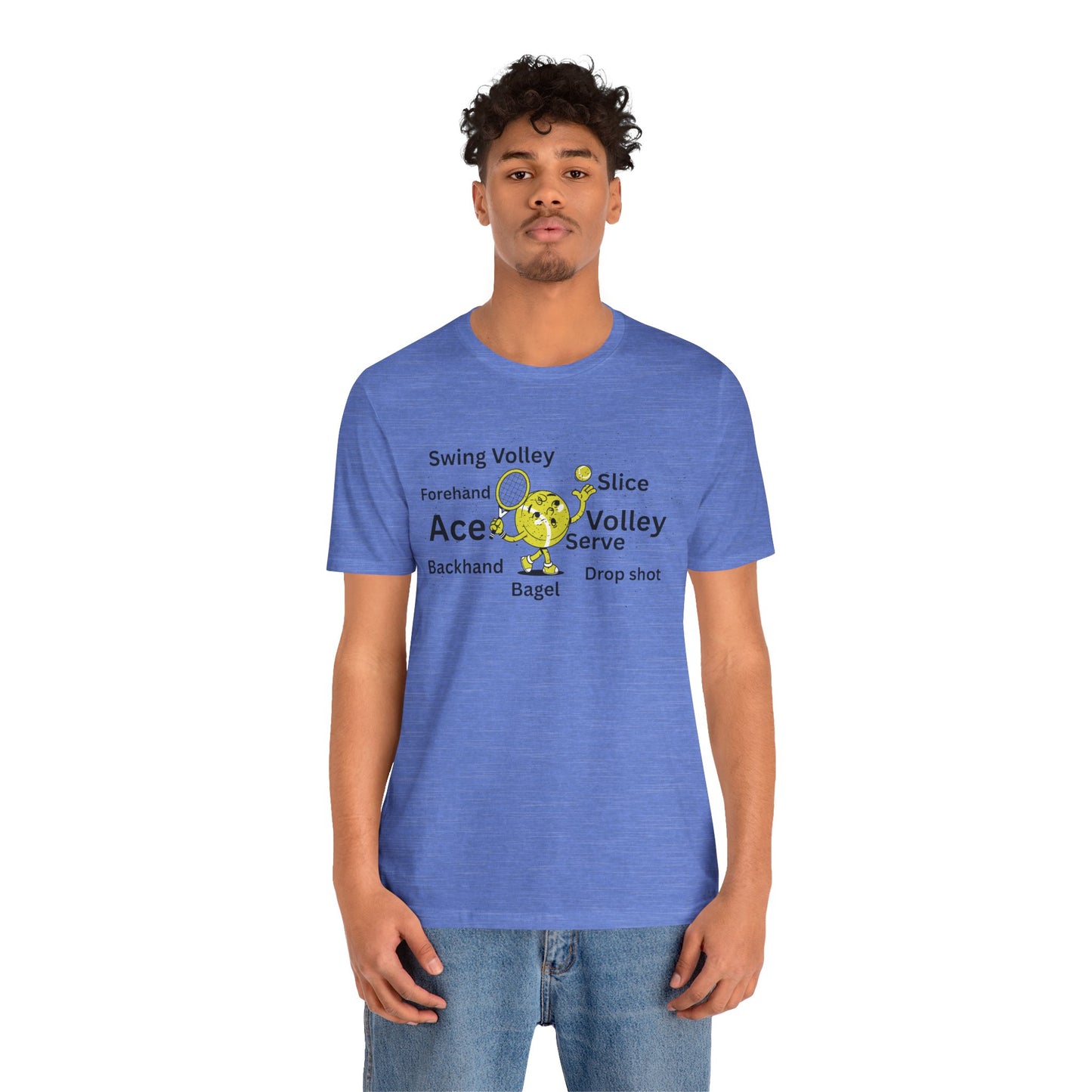 Tennis Ace Graphic Tee — Cute Tennis Ball Illustration with Terms (Ace, Volley, Serve)