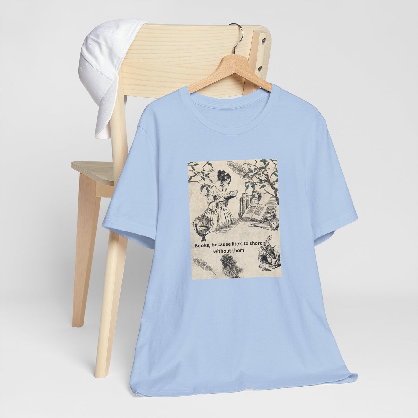 Vintage Reading Tee — "Books, because life’s too short without them"