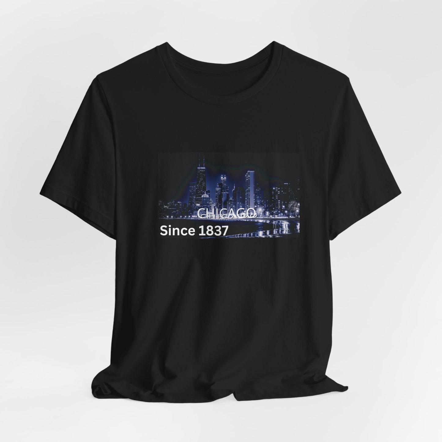 Chicago Skyline T-Shirt — "CHICAGO Since 1837" Nightscape Tee