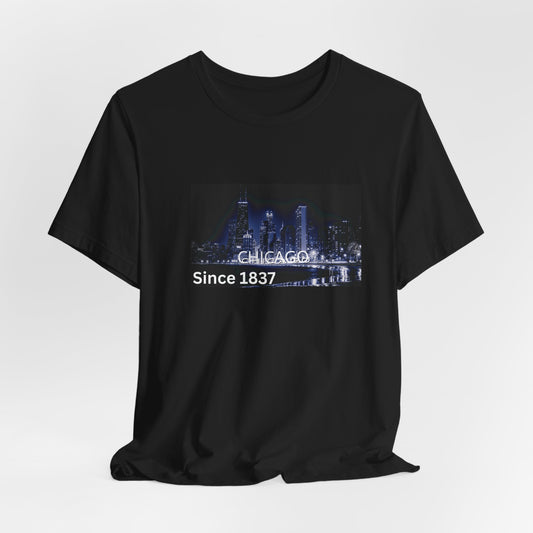 Chicago Skyline T-Shirt — "CHICAGO Since 1837" Nightscape Tee