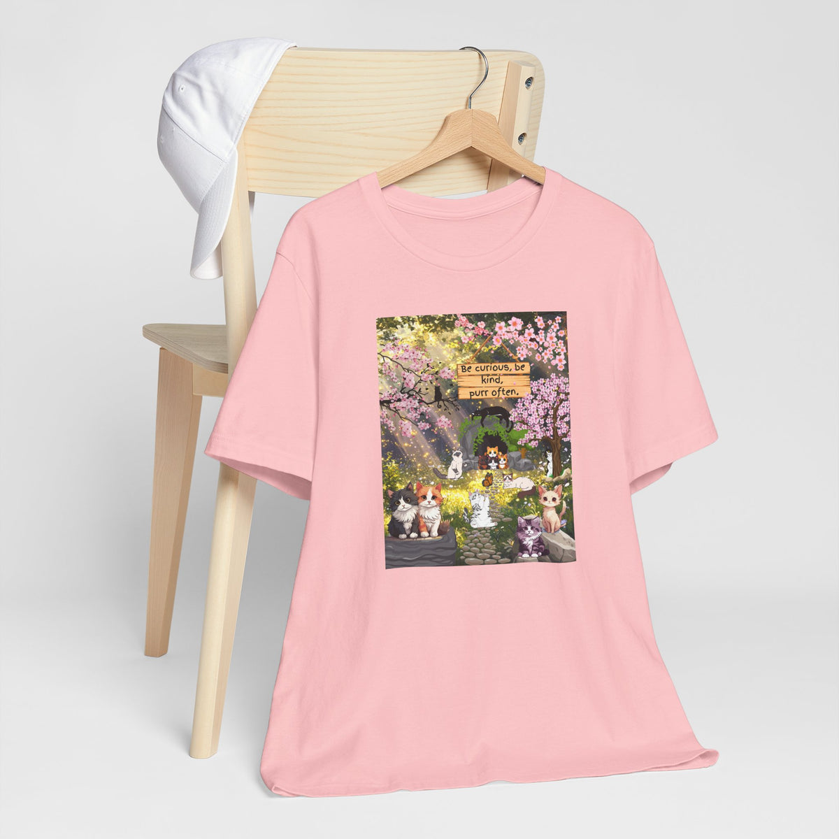 T-Shirt — Spring Dog Park Scene with 'Be Curious Not Critical' Quote