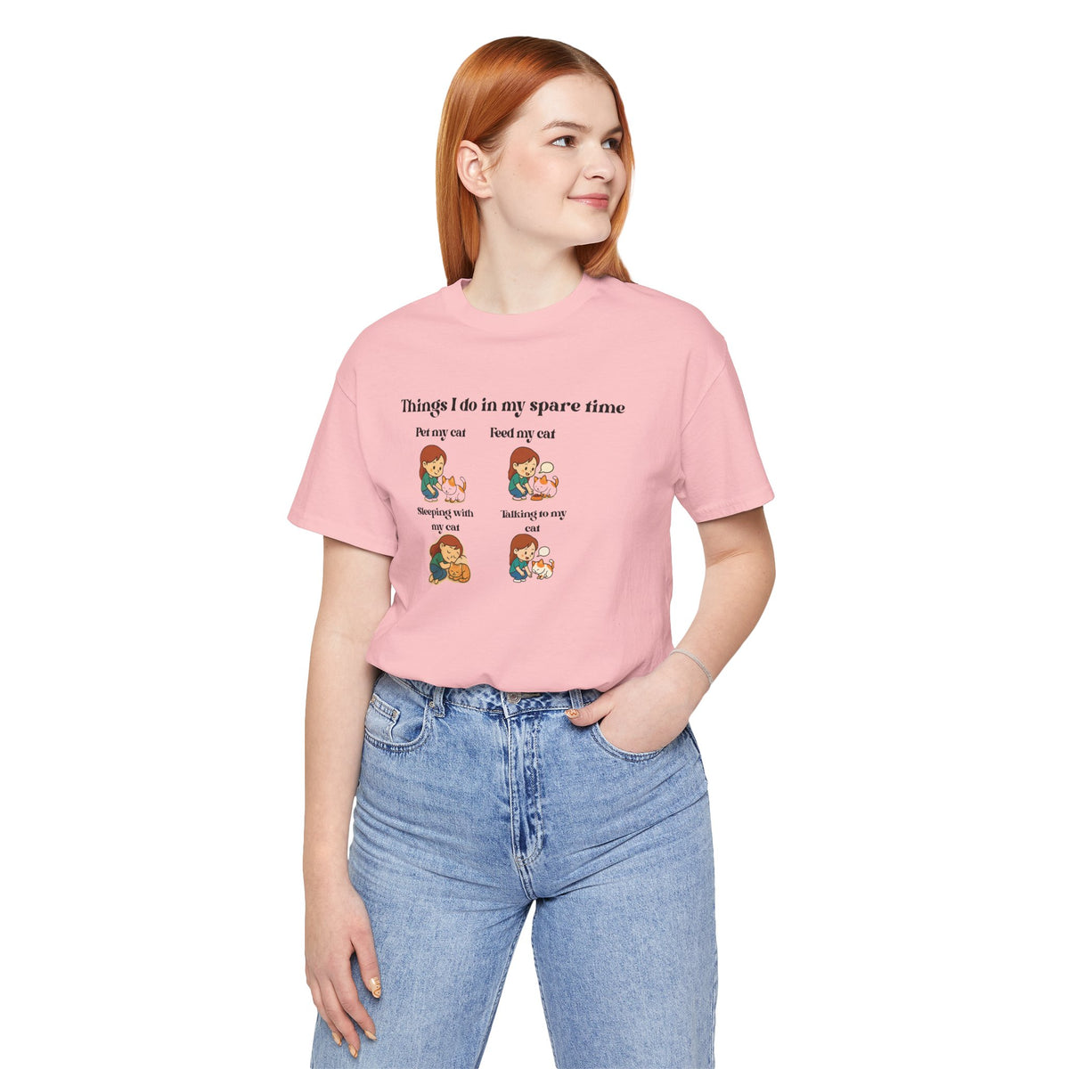 Cat Lover T-Shirt - "Things I Do In My Spare Time" Cute Cat Activities Tee