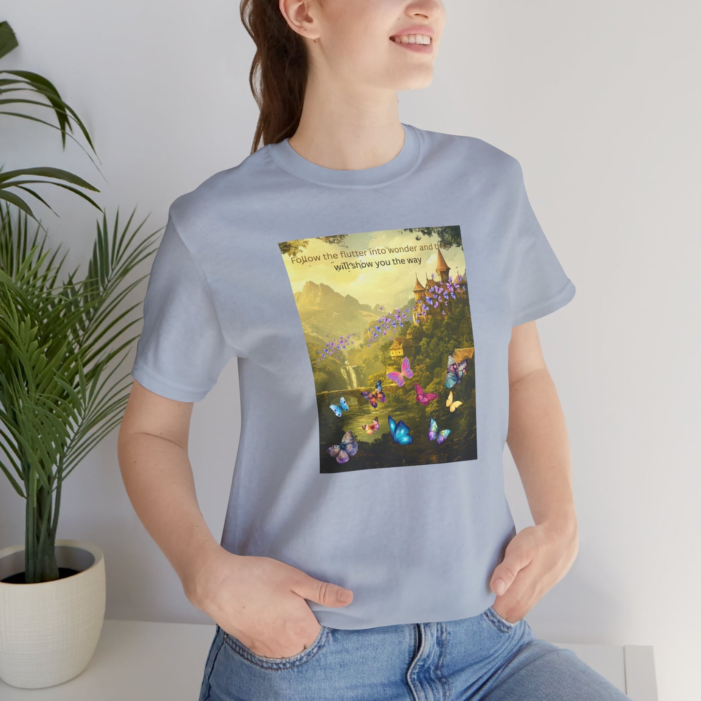 Inspirational Butterfly Tee — "Follow the Path You Were Meant to Walk" Scenic Graphic Shirt