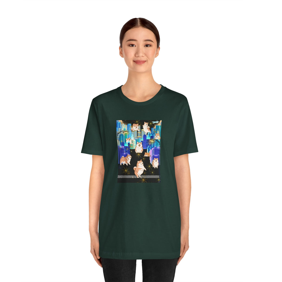 Shiba Inu Cityscape T‑Shirt — One‑of‑a‑Kind Cute Shiba Tee