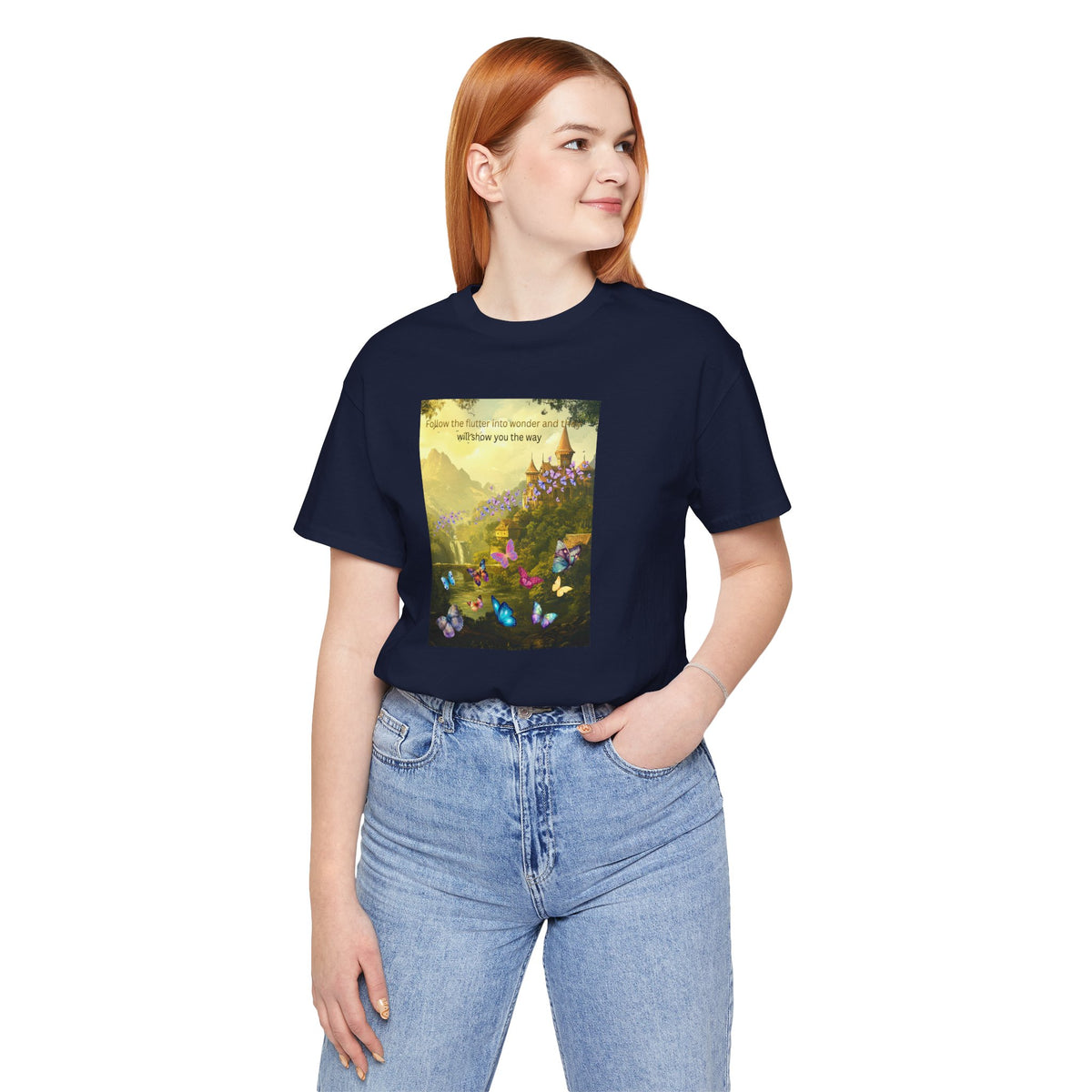 Inspirational Butterfly Tee — "Follow the Path You Were Meant to Walk" Scenic Graphic Shirt