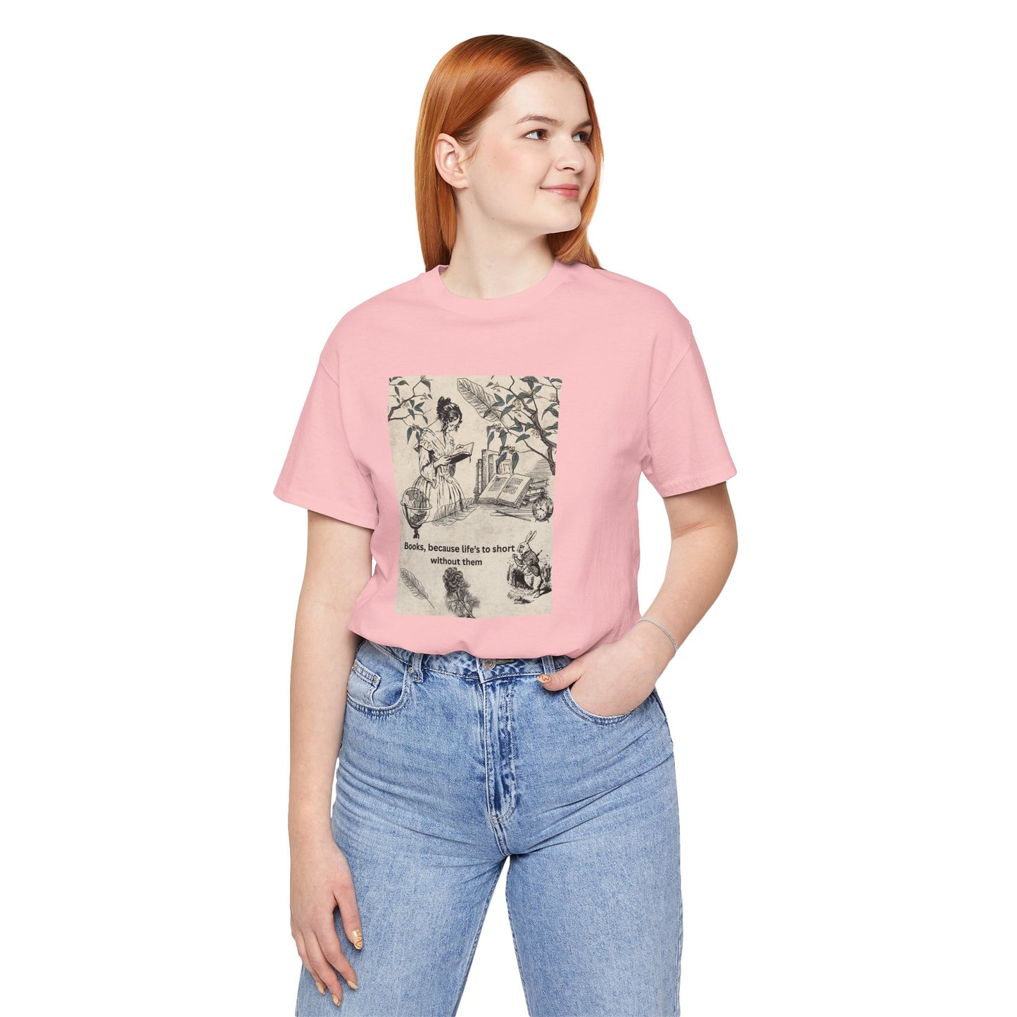 Vintage Reading Tee — "Books, because life’s too short without them"
