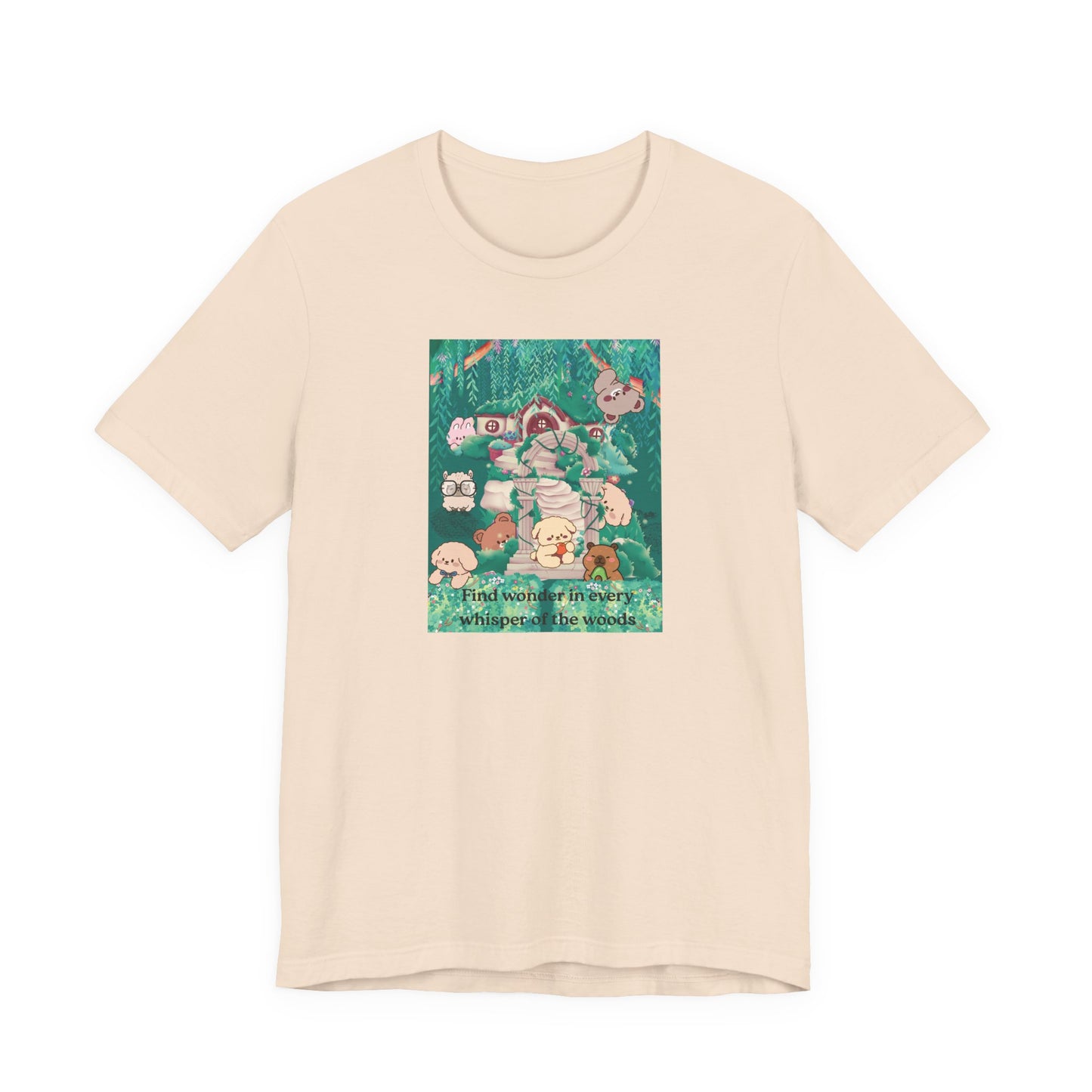 T-Shirt — 'Find Wonder in Every Whisper of the Woods' Cute Forest Animals Graphic Tee
