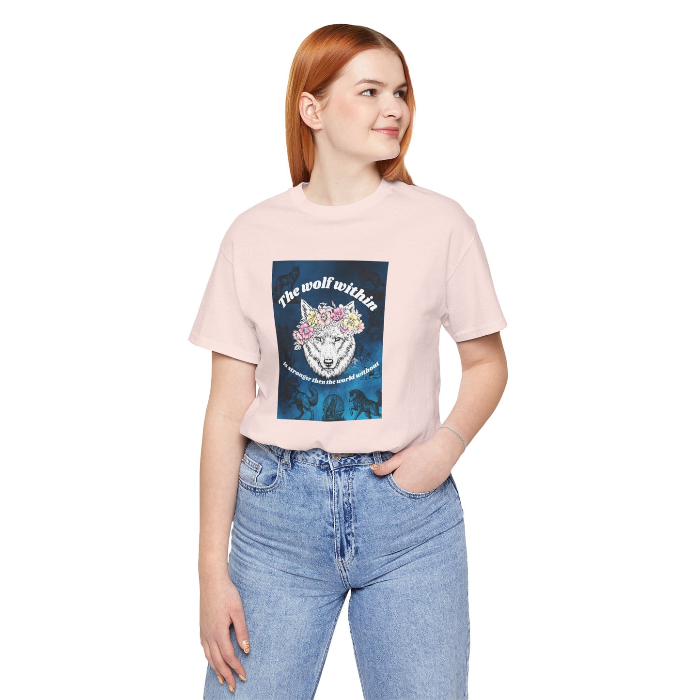 Wolf Within T‑Shirt — 'The wolf within' Floral Wolf Graphic Tee