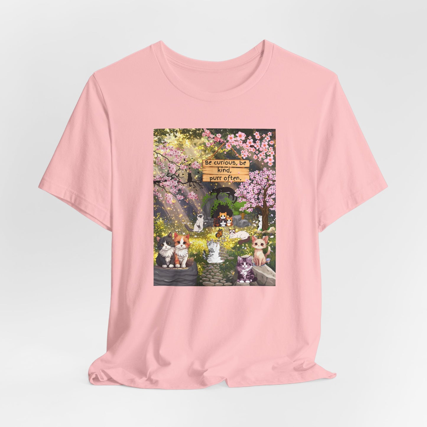 T-Shirt — Spring Dog Park Scene with 'Be Curious Not Critical' Quote