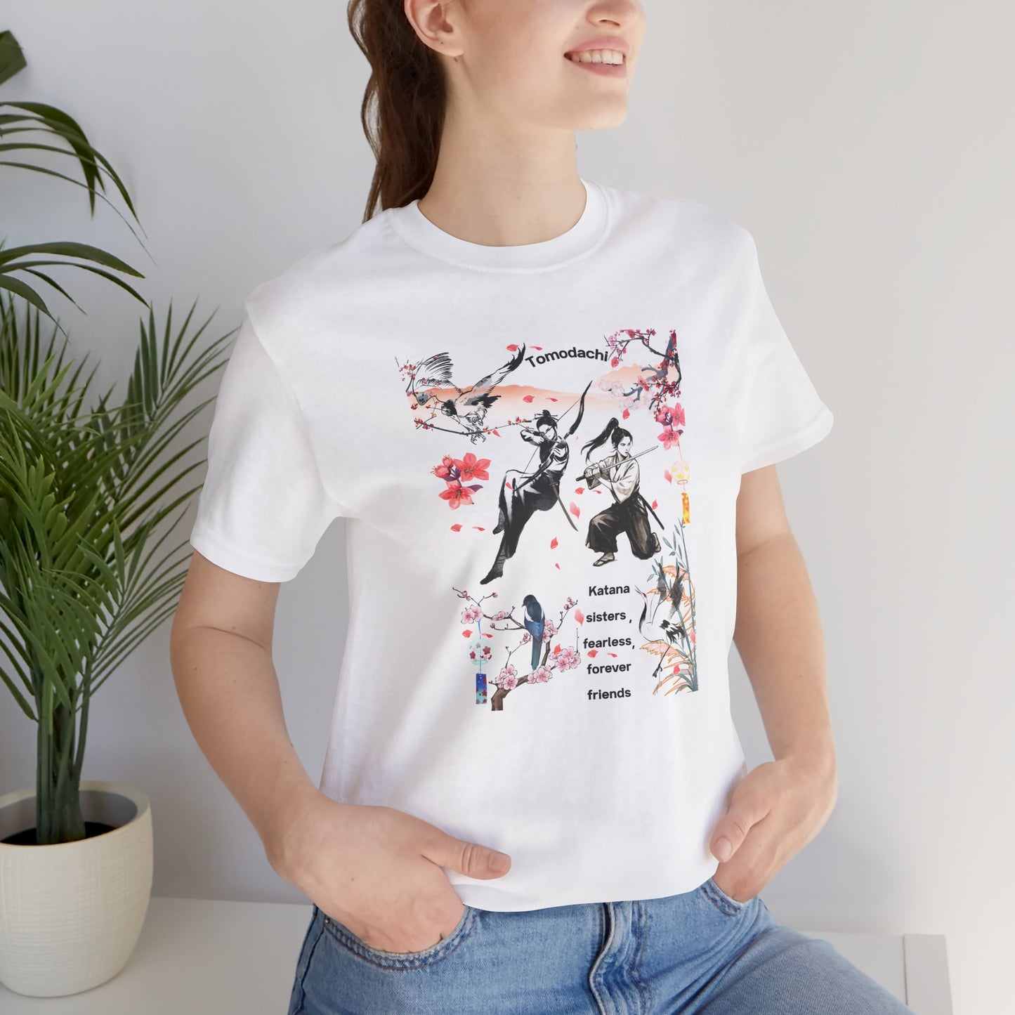 Samurai Cherry Blossom Tee — Katana Warriors Floral Graphic Shirt