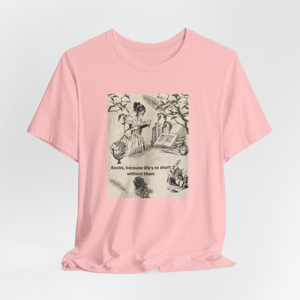 Vintage Reading Tee — "Books, because life’s too short without them"
