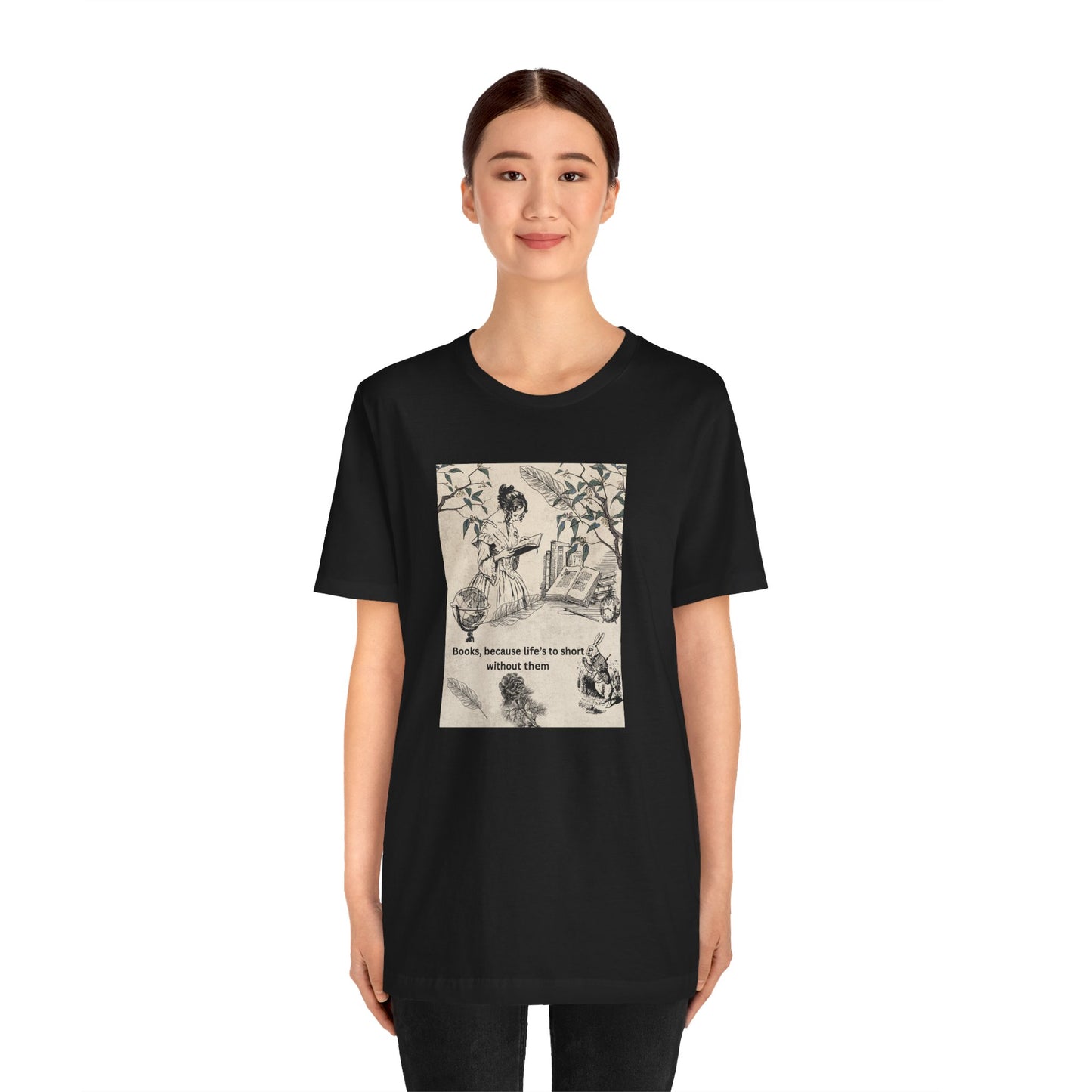 Vintage Reading Tee — "Books, because life’s too short without them"