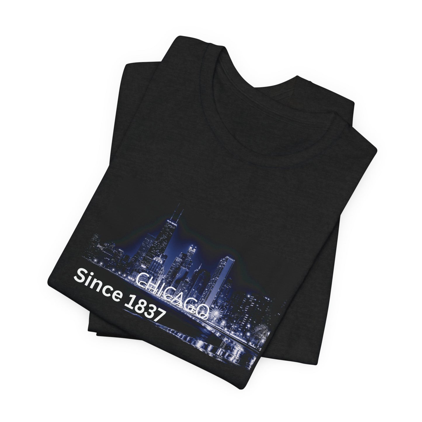 Chicago Skyline T-Shirt — "CHICAGO Since 1837" Nightscape Tee