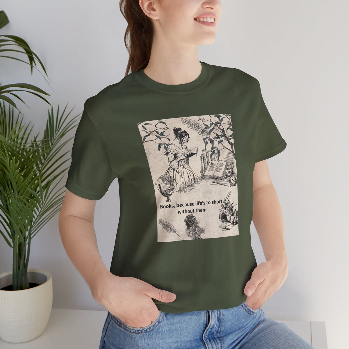 Vintage Reading Tee — "Books, because life’s too short without them"